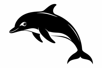 Dolphin fish silhouette vector, A Dolphin vector silhouette isolated on a white background