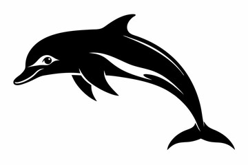 Dolphin fish silhouette vector, A Dolphin vector silhouette isolated on a white background