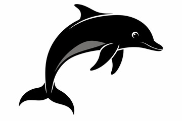 Dolphin fish silhouette vector, A Dolphin vector silhouette isolated on a white background