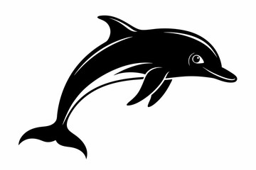 Dolphin fish silhouette vector, A Dolphin vector silhouette isolated on a white background