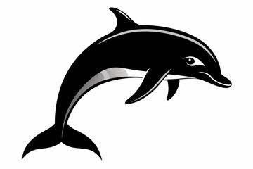 Dolphin fish silhouette vector, A Dolphin vector silhouette isolated on a white background