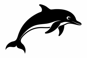 Dolphin fish silhouette vector, A Dolphin vector silhouette isolated on a white background