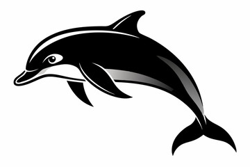 Fototapeta premium Dolphin fish silhouette vector, A Dolphin vector silhouette isolated on a white background