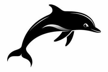 Dolphin fish silhouette vector, A Dolphin vector silhouette isolated on a white background