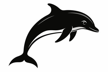 Dolphin fish silhouette vector, A Dolphin vector silhouette isolated on a white background