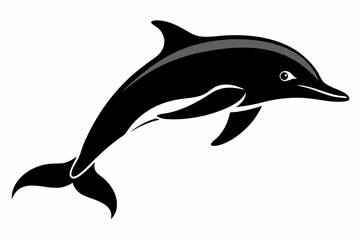 Fototapeta premium Dolphin fish silhouette vector, A Dolphin vector silhouette isolated on a white background