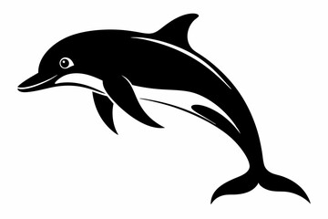 Dolphin fish silhouette vector, A Dolphin vector silhouette isolated on a white background