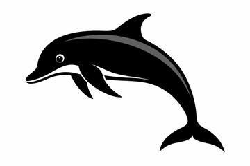 Dolphin fish silhouette vector, A Dolphin vector silhouette isolated on a white background