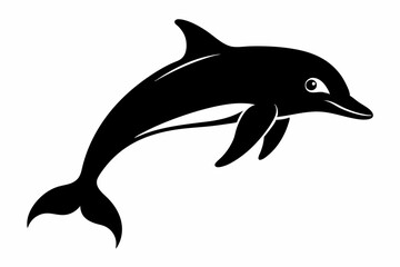 Dolphin fish silhouette vector, A Dolphin vector silhouette isolated on a white background