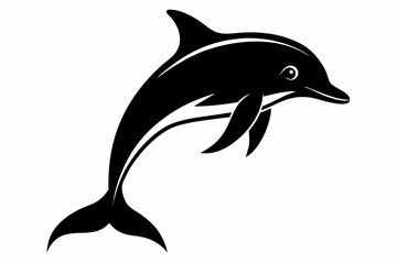 Dolphin fish silhouette vector, A Dolphin vector silhouette isolated on a white background