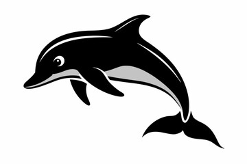 Dolphin fish silhouette vector, A Dolphin vector silhouette isolated on a white background