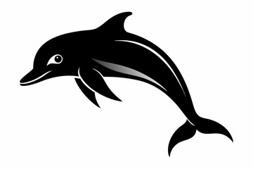 Naklejka premium Dolphin fish silhouette vector, A Dolphin vector silhouette isolated on a white background