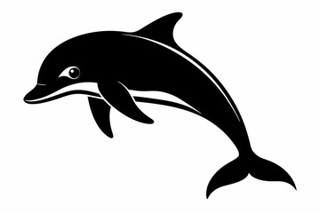 Dolphin fish silhouette vector, A Dolphin vector silhouette isolated on a white background