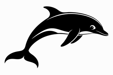 Dolphin fish silhouette vector, A Dolphin vector silhouette isolated on a white background