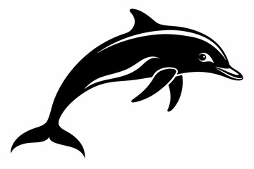 Dolphin fish silhouette vector, A Dolphin vector silhouette isolated on a white background