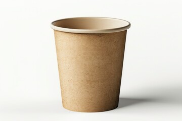 A single paper cup with a lid on a white background, ideal for everyday use or as a prop in various settings