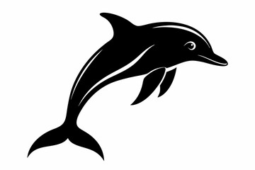 Dolphin fish silhouette vector, A Dolphin vector silhouette isolated on a white background