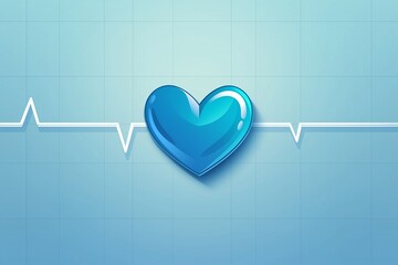 Heart with cardiograph line medical concept