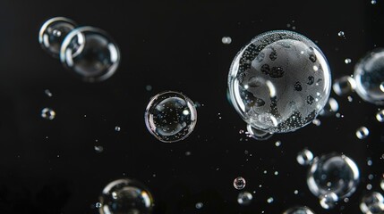 A cluster of bubbles suspended in mid-air, with soft focus and gentle lighting
