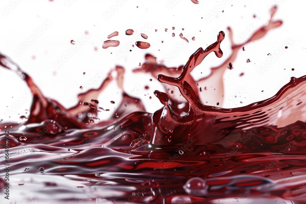 Poster a drop of bright red liquid has fallen onto a clean white surface, creating a vibrant contrast