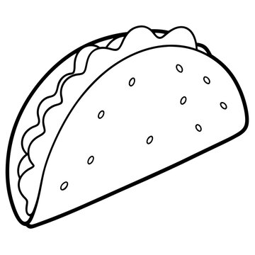 recommend clip art: taco outline coloring book page line art illustration digital drawing