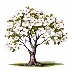Obraz premium A dogwood tree isolated on white background.