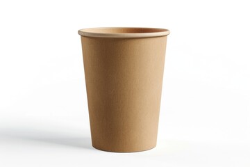 A single brown paper cup sits on a white surface, ready for use