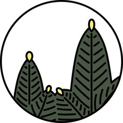 カラー円形シンプル花札　睦月　松　1月　松のカス