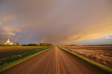 Sunset after thunderstorm in Alberta, Canada.