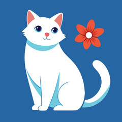 cat with a flower