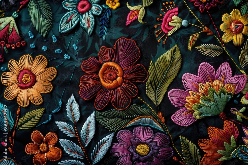 Poster a close-up shot of a vibrant floral arrangement with various colors and patterns