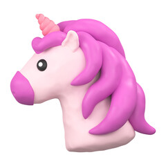 Unicorn icon  png sticker, 3D clay texture design, transparent background