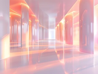 Luminous Geometric Passage   Captivating Abstract Architecture with Vibrant Gradient Lighting