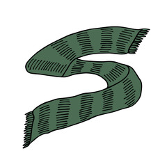 Knitted scarf doodle Hand drawn winter accessories Single design element for card, print, design, decor