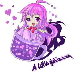 A little girl in a cup