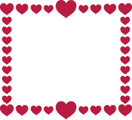 Square frame with red hearts. Flat vector illustration.