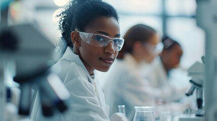 Image of a diverse team of scientists collaborating in a modern laboratory, their shared passion for research driving groundbreaking discoveries.