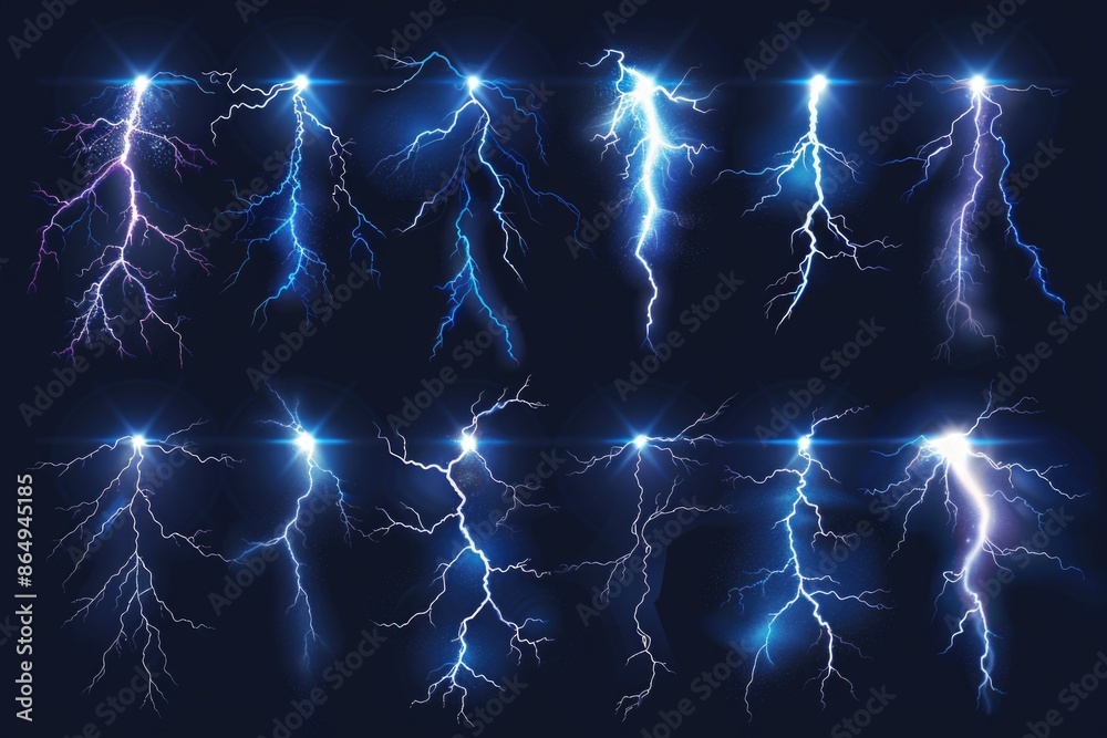 Poster A series of lightning flashes illuminating a dark background