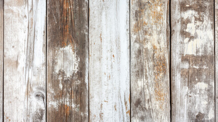 Obraz premium Weathered wooden planks with peeling paint and varied colors. Rustic and aged appearance adds character and texture.