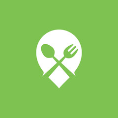 Eat Locator Spoon and Fork vector logo design template