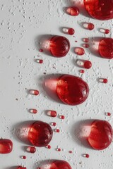 Fototapeta premium A close-up shot of a white table covered in a large amount of red liquid, possibly blood or paint
