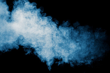 Fototapeta premium Blue smoke isolated black background