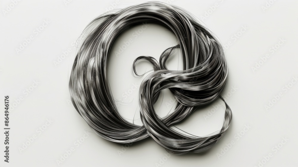 Poster a pair of scissors resting on a pile of hair, potentially used for grooming or styling