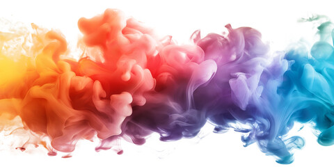 Fototapeta premium Abstract colorful wave rainbow gradient ink smoke isolated on white