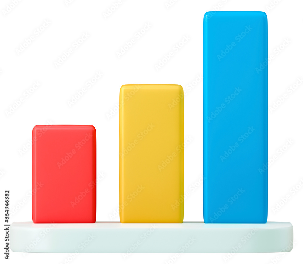 Wall mural bar chart png 3d sticker, colorful transparent background