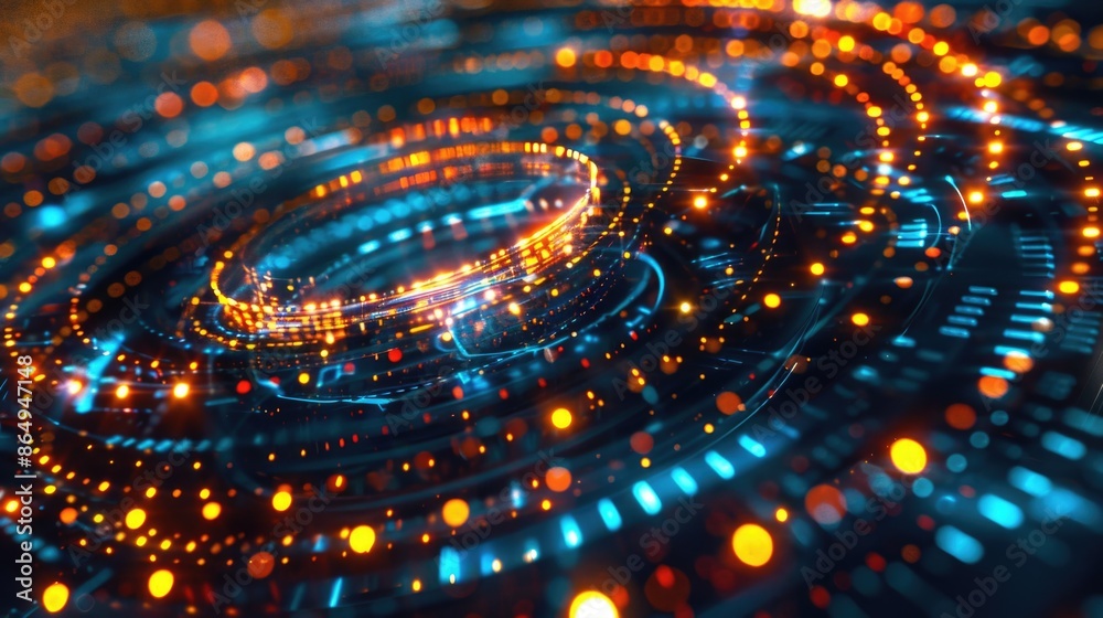 Poster abstract spiral pattern illuminated by bright lights
