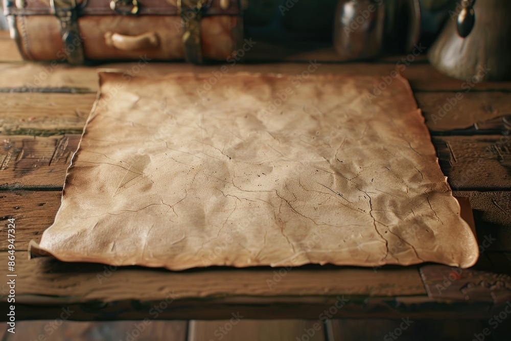 Poster a piece of paper sits on top of a wooden table, ready for use or note-taking