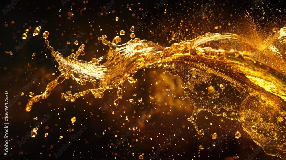 Poster a close-up shot of a liquid splash on a black surface, suitable for use in science and technology il