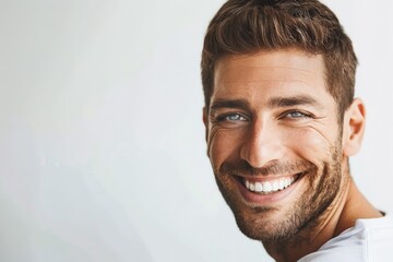 A man with a full beard smiles directly at the camera, conveying confidence and warmth