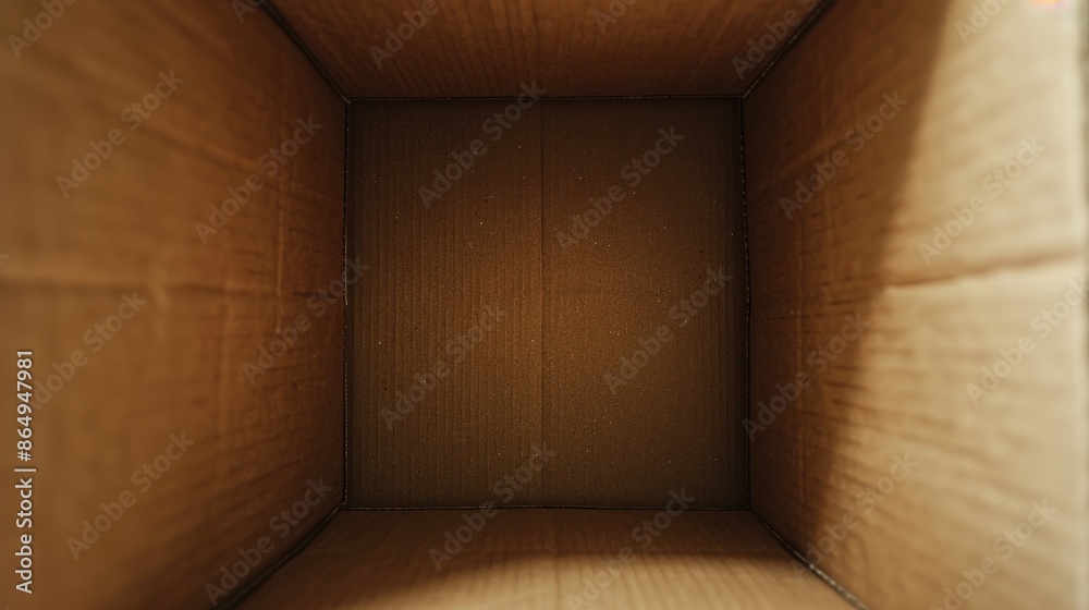 Poster a cardboard box with its door open, ideal for various uses including storage or packaging